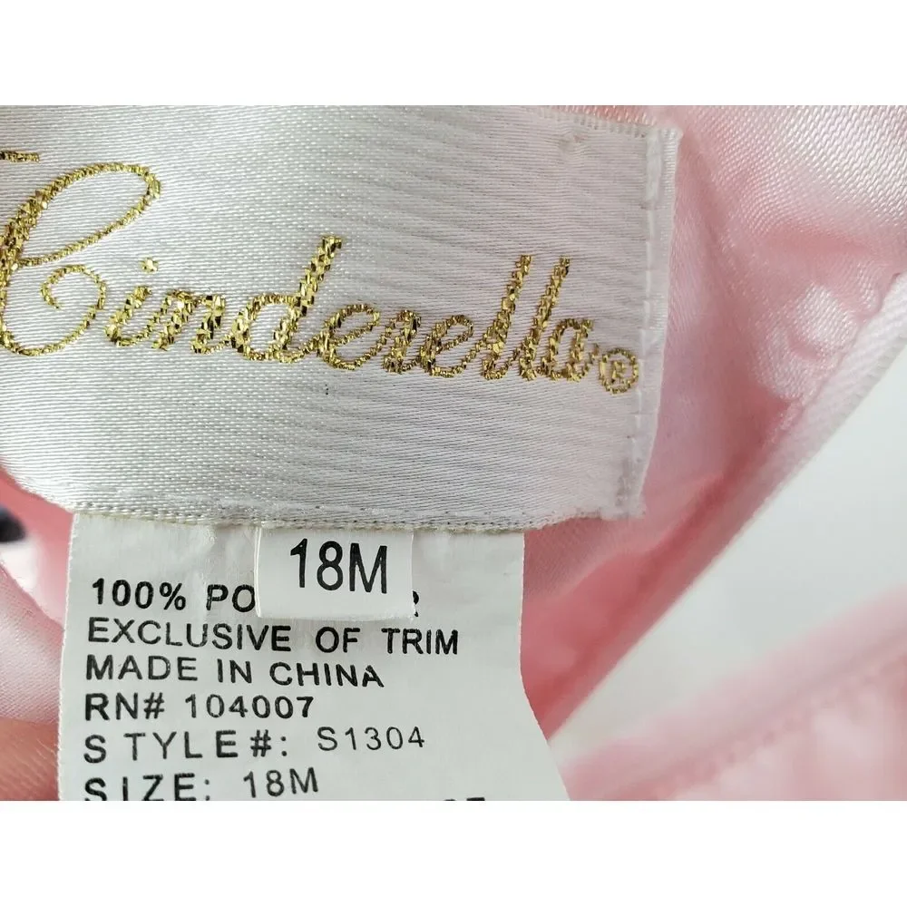 Cinderella Baby Girl Pink Lace Dress Size 18M Tulle Trim Pearl Flower Sleeveless